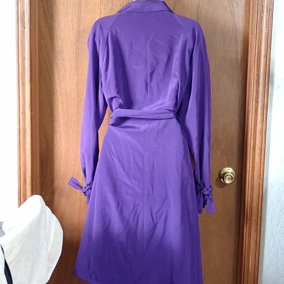 Elie Tahari Silk Satin Wrap Trench Coat size L - Picture 7 of 9